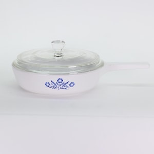 Vintage Corning Ware Skillet: Blue Cornflower P-83-B, 6.5 Inch with Lid