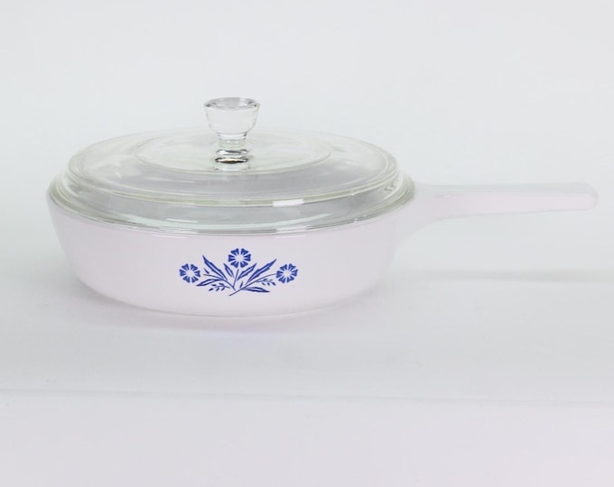 Vintage Corning Ware Skillet: Blue Cornflower P-83-B, 6.5 Inch with Lid