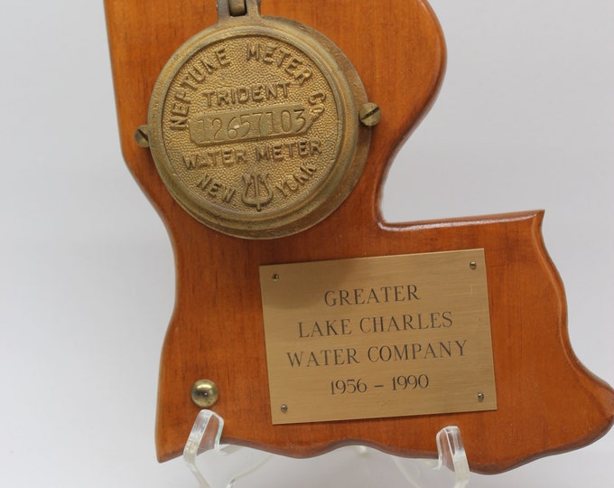 VINTAGE Louisiana Water Meter Plaque w/clock.