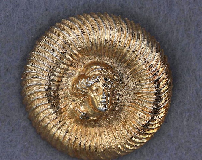VINTAGE Monet Gold Tone Medusa Brooch Classical Greco Roman Design