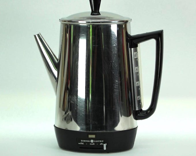 Vintage GE Automatic Percolator Model 41P33 10 Cup Stainless Steel Oval Shape Made in USA