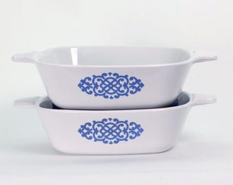 Rare CorningWare Macrame Petite Pans - Shell Oil Promo Set of 2