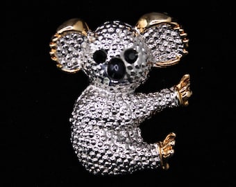 VINTAGE Silver and Gold Tone Koala Brooch