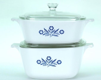 VINTAGE Corning Ware Blue Cornflower Casseroles – Set of 2 (P-Series)