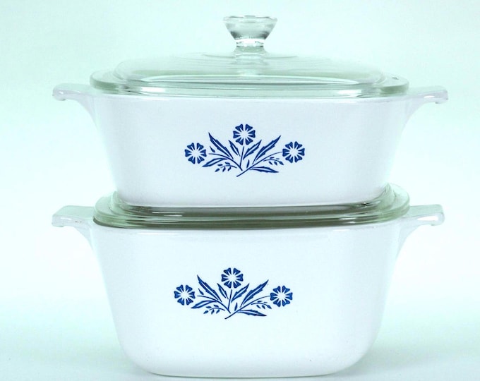 VINTAGE Corning Ware Blue Cornflower Casseroles – Set of 2 (P-Series)