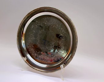 VINTAGE Wilcox Silverplate Serving Tray 15" Round. Ashley Pattern 7072