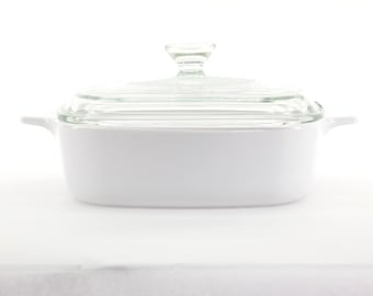 RARE Vintage CorningWare Just White 1 Quart Casserole. Made in France.