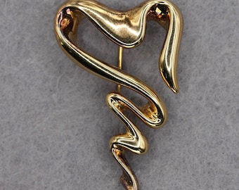 VINTAGE Carla 14K Gold Abstract Brooch - Sculptural Modernist Pin
