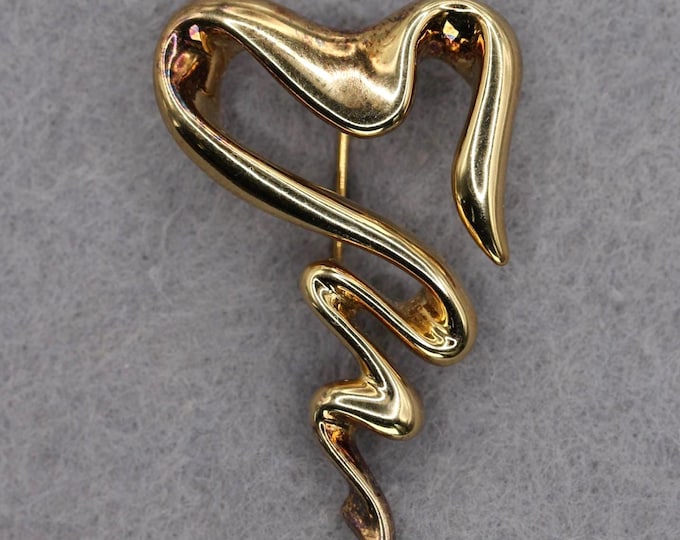 VINTAGE Carla 14K Gold Abstract Brooch - Sculptural Modernist Pin