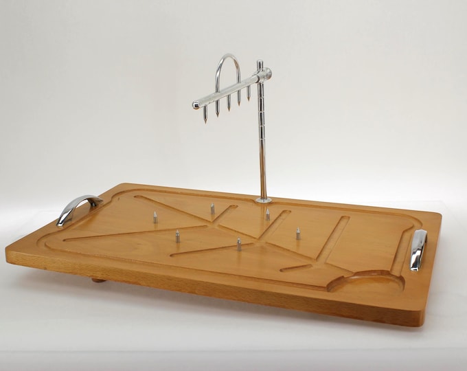 VINTAGE Nevco Hardwood Carving Board with Roast Holder. Made in Yugoslavia.