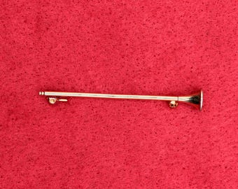 VINTAGE Goldtone Trumpet Brooch Pin. Miniature Brass Instrument. Musician Gift. Band Orchestra Jewelry