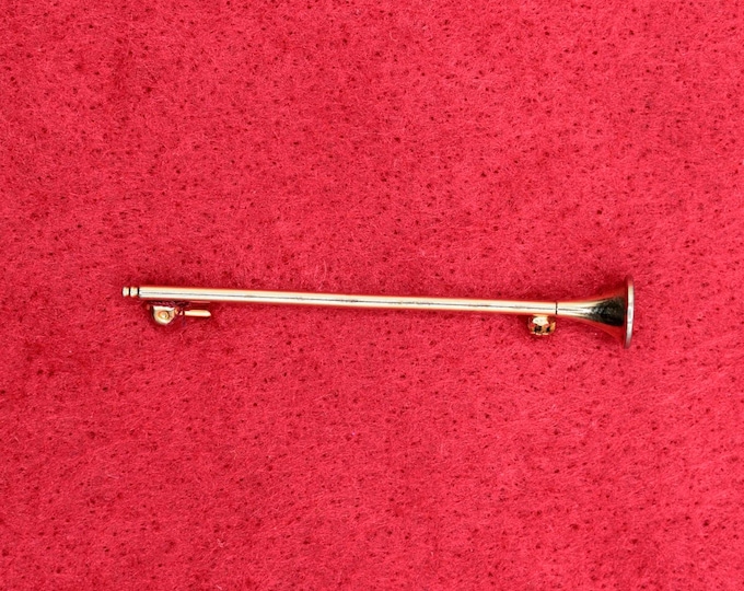 VINTAGE Goldtone Trumpet Brooch Pin. Miniature Brass Instrument. Musician Gift. Band Orchestra Jewelry