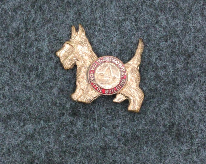 VINTAGE Scottie Dog Washington DC Souvenir Brooch • Capitol Building Pin • Scottish Terrier • Travel Memorabilia • Free Shipping