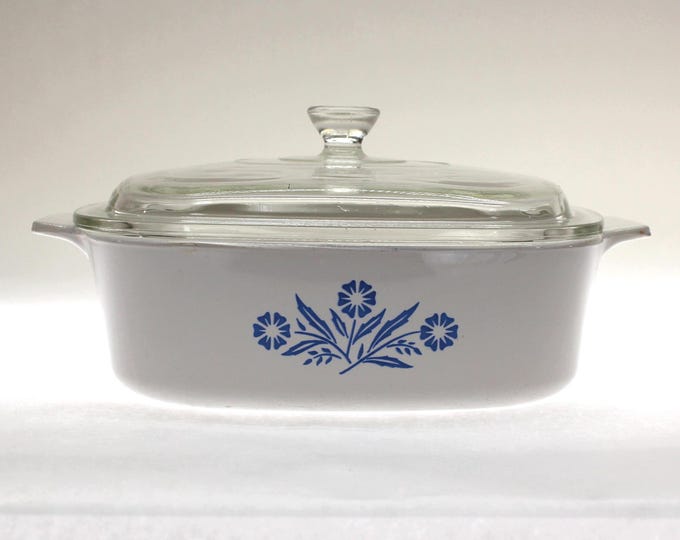 VINTAGE CorningWare 2  qt Casserole A-2-B w/ Small-knob Lid D-2 .  Blue Cornflower