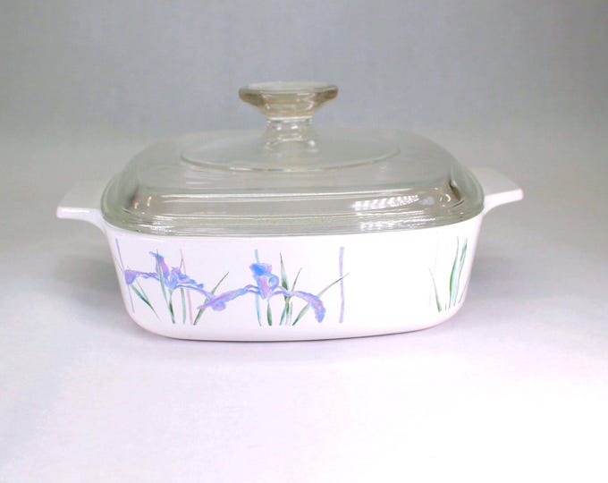 VINTAGE CorningWare Shadow Iris 1 Liter Casserole A-1-B with Lid A-1-C.