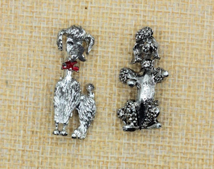 VINTAGE Gerry's Poodle Brooch • Your Choice • Silver Tone Figural Dog Pin • Unmarked Companion