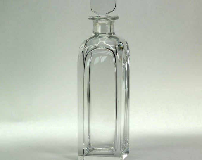 Signed Orrefors Crystal Decanter Tall Scandinavian Modern Whiskey Barware Bottle