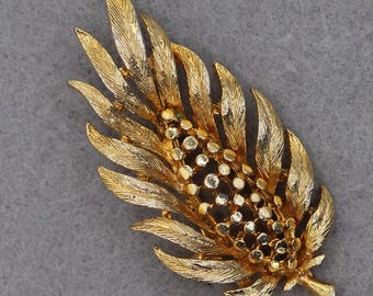 VINTAGE Lisner Wheat Sheaf Brooch Gold Tone