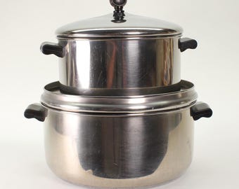 VINTAGE Farberware Aluminum-Clad Stainless Stock Pots – Your Choice (4 Qt or 6 Qt)