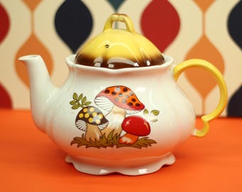 Vintage Sears Merry Mushroom Teapot Made in Japan Mushroom Tea Pot with Lid