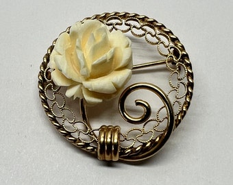 VINTAGE Carl Art Rose Brooch. 1960's.