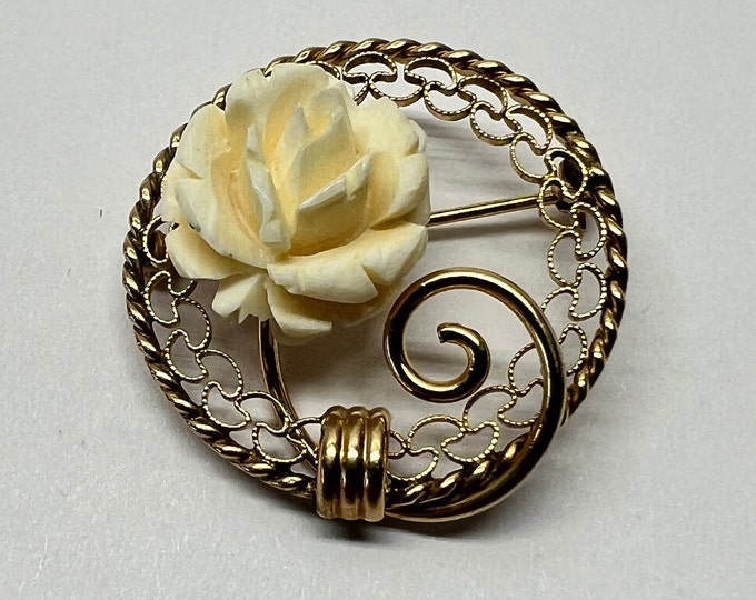 VINTAGE Carl Art Rose Brooch. 1960's.