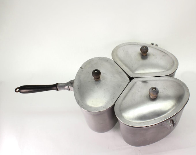 VINTAGE Club Aluminum Trio Saucepan 7-piece Set – Early Efficiency Meets Timeless Charm (M3 Marked)