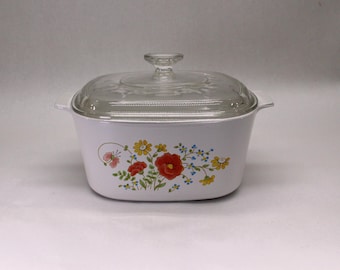 Vintage CorningWare Wildflower Casserole: 3-Quart Cookware, Made in USA