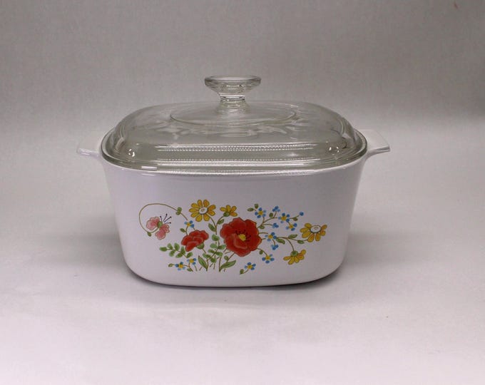 Vintage CorningWare Wildflower Casserole: 3-Quart Cookware, Made in USA