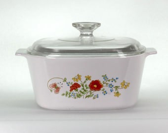 Vintage Corning Ware Wildflower Casserole: 3 Liter Bakeware with Lid