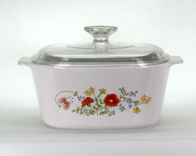 VINTAGE Corning Ware Wildflower Casserole: 3 Liter Bakeware with Lid