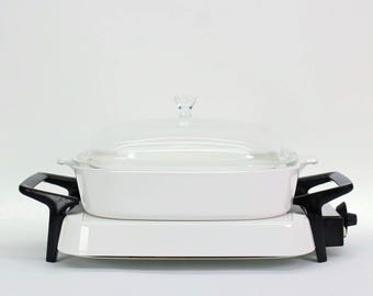 VINTAGE Corning Ware Electromatics Electric Skillet - Complete with Cookmates Skillet & Glass Lid - Tested