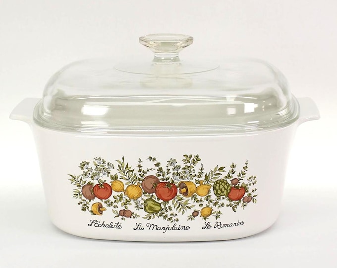 VINTAGE CorningWare Spice of Life A-5-B 5 Liter Casserole – Glass Lid – Made in USA