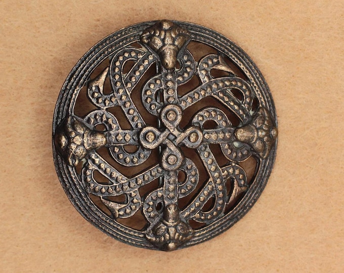 VINTAGE Kalevala Koru Käärme Snake Bronze Brooch • Finland • Nordic Viking Openwork Pin