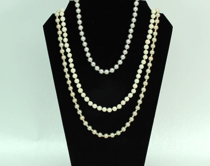 VINTAGE • Your Choice • Faux Pearl or Ivory Bead Necklace • Classic Strand Necklace • White Neutral Jewelry
