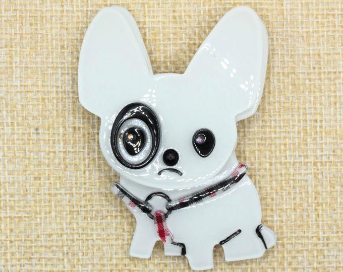 FEVER Handmade French Bulldog Brooch • Layered Phenolic Dog Pin • Artisan Jewelry