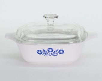 VINTAGE Corning Ware Blue Cornflower P-41 Petite Pan with Lid. Made in USA