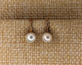 VINTAGE Alice Caviness Cultured Pearl Screw Back Earrings 12K Yellow Gold Filled 6mm Pearls Non Pierced