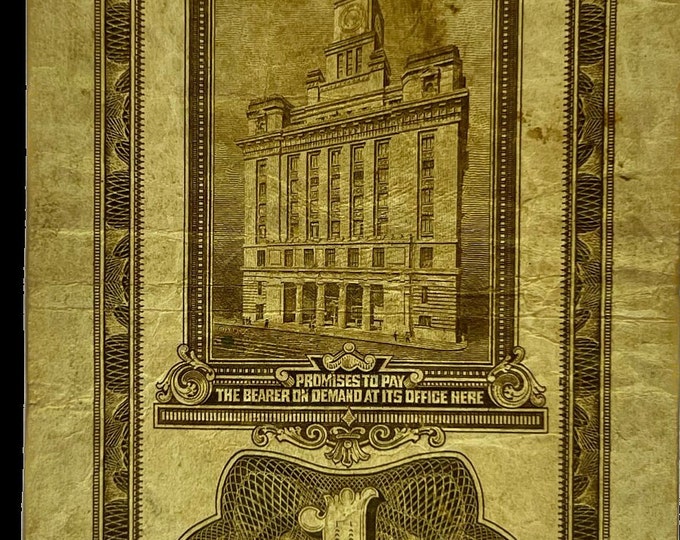WWII Era Chinese Banknote 1 Customs Gold Unit. Central Bank of China. 1930