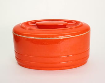 Vintage Hall China Refrigerator Dish: Bold Orange