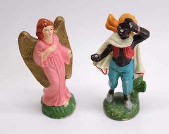 VINTAGE 1950's Chalkware Nativity Pieces- Angel and Scout- Set of 2