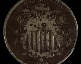 1866 Union Shield Nickel. Rare Coin. Vintage.