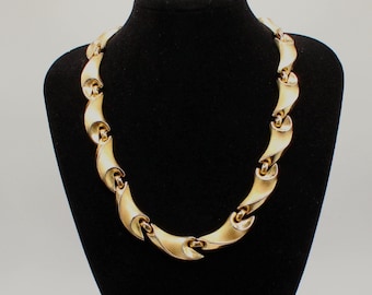 MCM Vintage Goldtone Swirl Link Necklace.