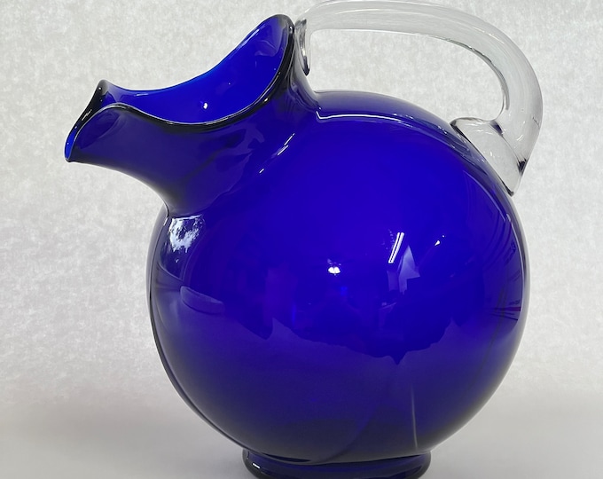 VINTAGE Art Deco Cobalt Cambridge Glass Pitcher