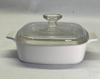 VINTAGE Corning Just White Casserole Dish A-1-B 1 Liter