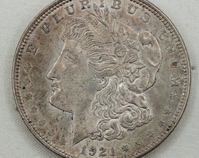 VINTAGE 1921 Morgan Silver Dollar .900 Silver Coin • AU Details • Philadelphia Mint