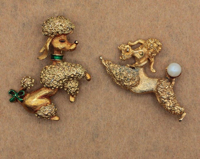 VINTAGE Prancing Poodle Brooch • Your Choice • Gerry's & Unsigned Gold Tone Dog Pins • Figural Costume Jewelry