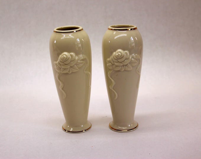 VINTAGE Lenox Bud Vases- Ivory, Pair of 2