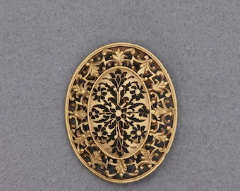 VINTAGE Museum of Fine Arts Openwork Floral Brooch Gold Tone