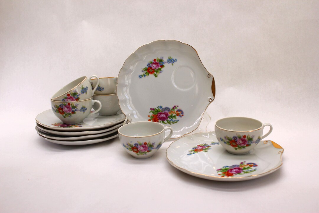 VINTAGE Nasco Del Coronado China Snack Plates and Teacups. 12-piece Set ...